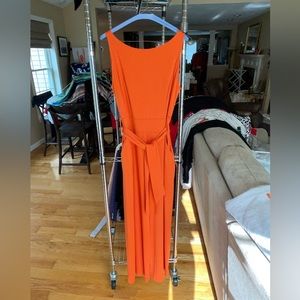Orange sleeveless jumpsuit